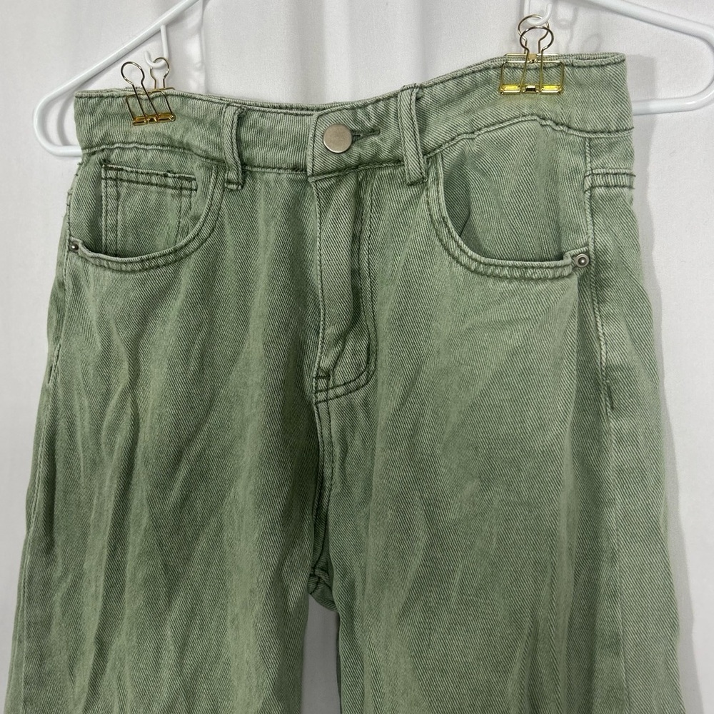 SHEIN wide leg Green Denim Jeans pockets S - Picture 3 of 10